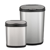 Hands Free Automatic Stainless Steel Waste Bins Combo Pack.  1 x 12 litre and 1 x 50 litre.