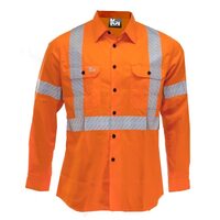 KM Workwear Taped Cross Back Long Sleeve Two Tone Drill Shirt
