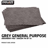 Grey General Purpose Absorbent Pad 300gsm- 10 Packs Of 10 Pads