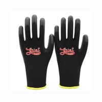 Saint 13 Gauge Black Polyester PU Palm Coated Work Gloves 100x Pairs