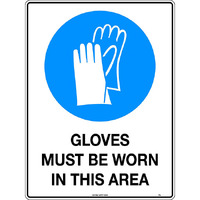 Gloves Must be Worn in This Area Safety Sign 450x300mm Metal