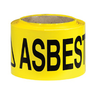 Caution Asbestos Barrier Safety Tape Black/Yellow 75mm x 50meter