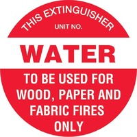 Fire Extinguisher Marker Water Red Safety Sign 200mm Disc Poly